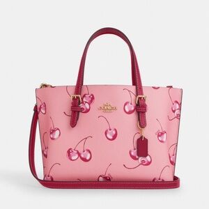 Coach Mollie Tote Bag 25 With Cherry Print